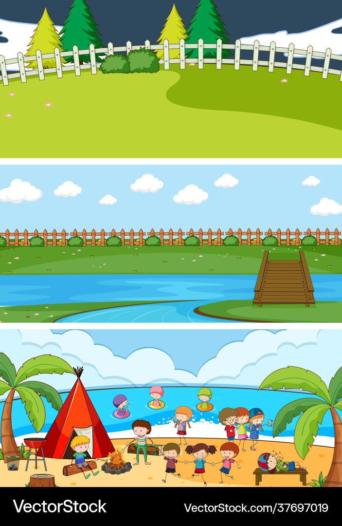 Set different horizontal scenes background Vector Image