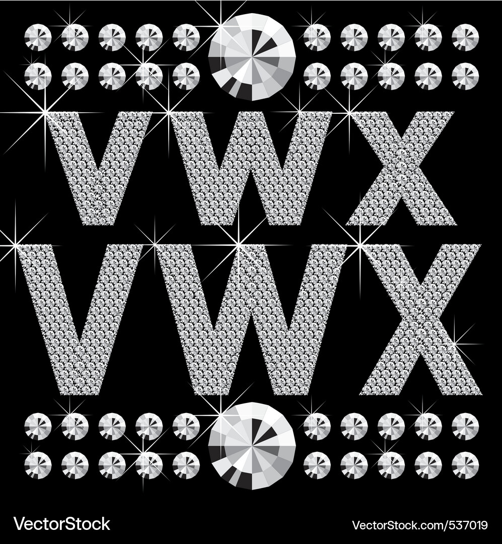 Set of diamond letters and numbers big Vector Image