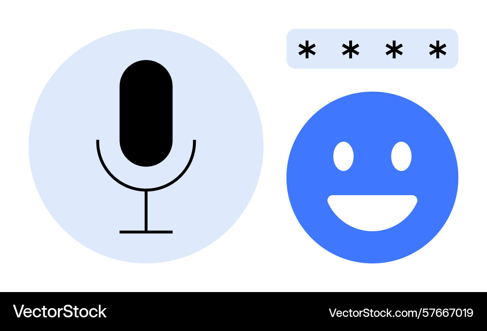 Voice command with happy face and secure password vector image