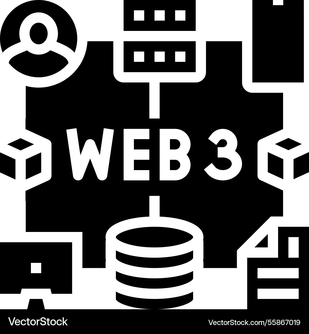 Web3 integration decentralized application glyph Vector Image