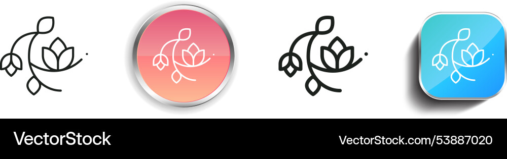 Floral design icon thin linear regular and button Vector Image