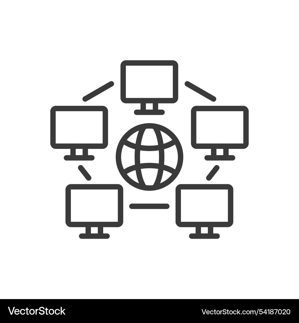 Global networking icon in line design Global networking icon in line design vector image