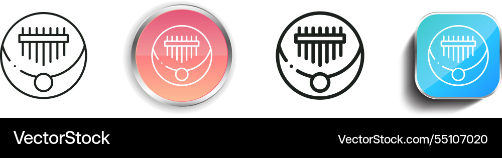 Kalimba icon thin linear regular and button style Kalimba icon thin linear regular and button style Vector Image