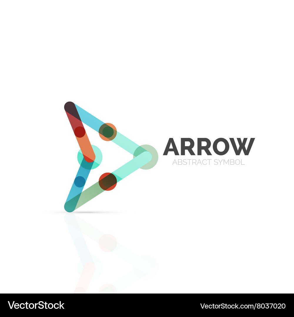 Linear arrow abstract logo connected multicolored Vector Image