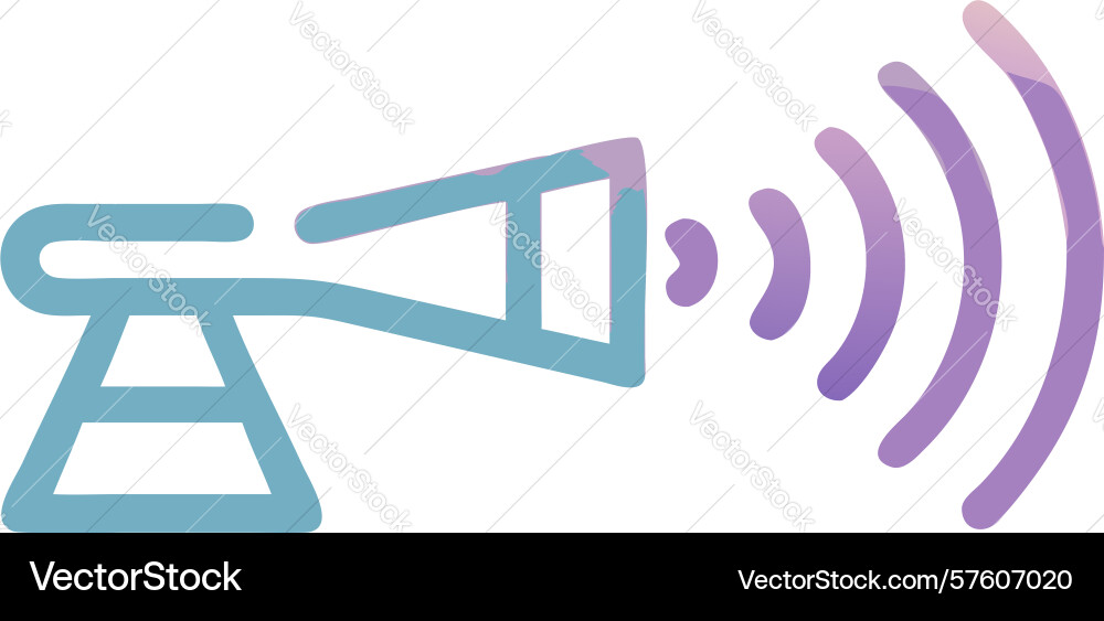 Megaphone with wireless signal digital broadcast Vector Image