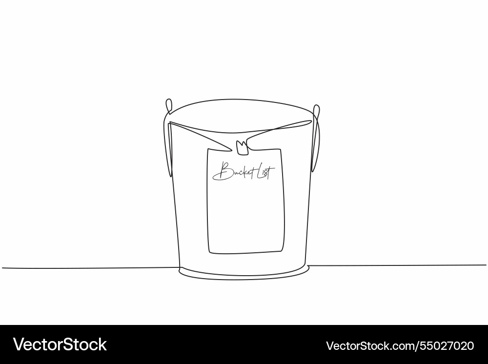 Single continuous line drawing bucket with paper Single continuous line drawing bucket with paper vector image