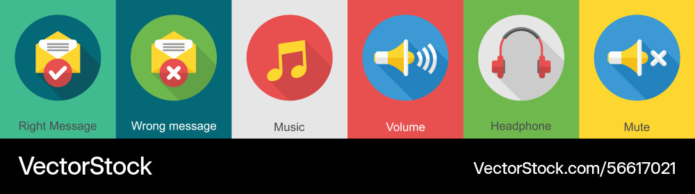 A set of 6 user interface icons as right message vector image