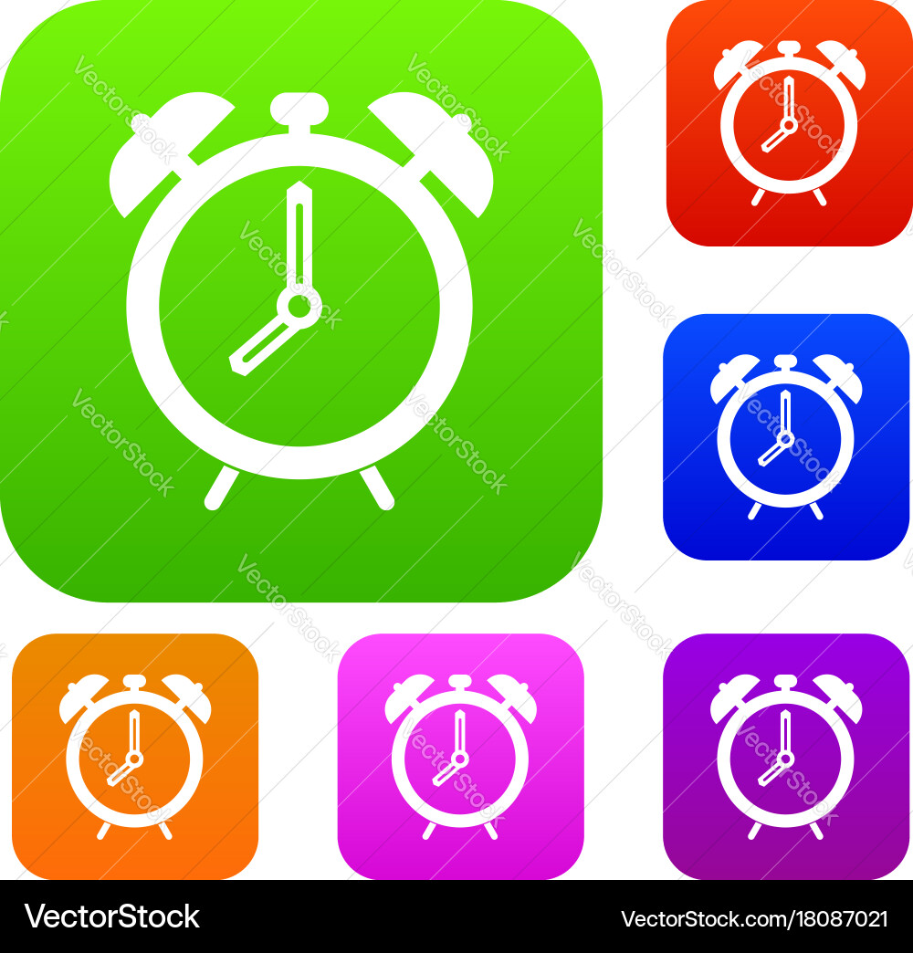 Alarm clock set color collection vector image