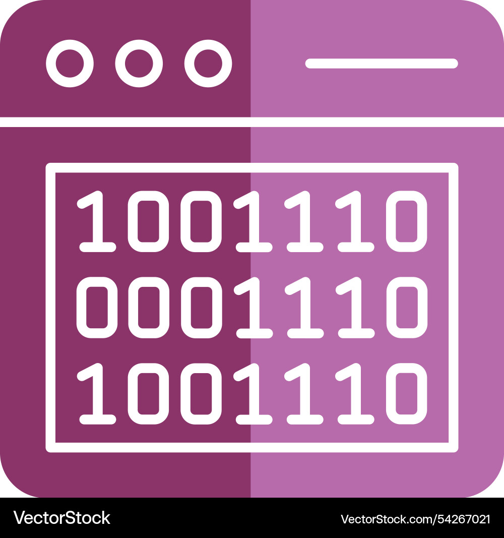 Binary code glyph two colour icon vector image