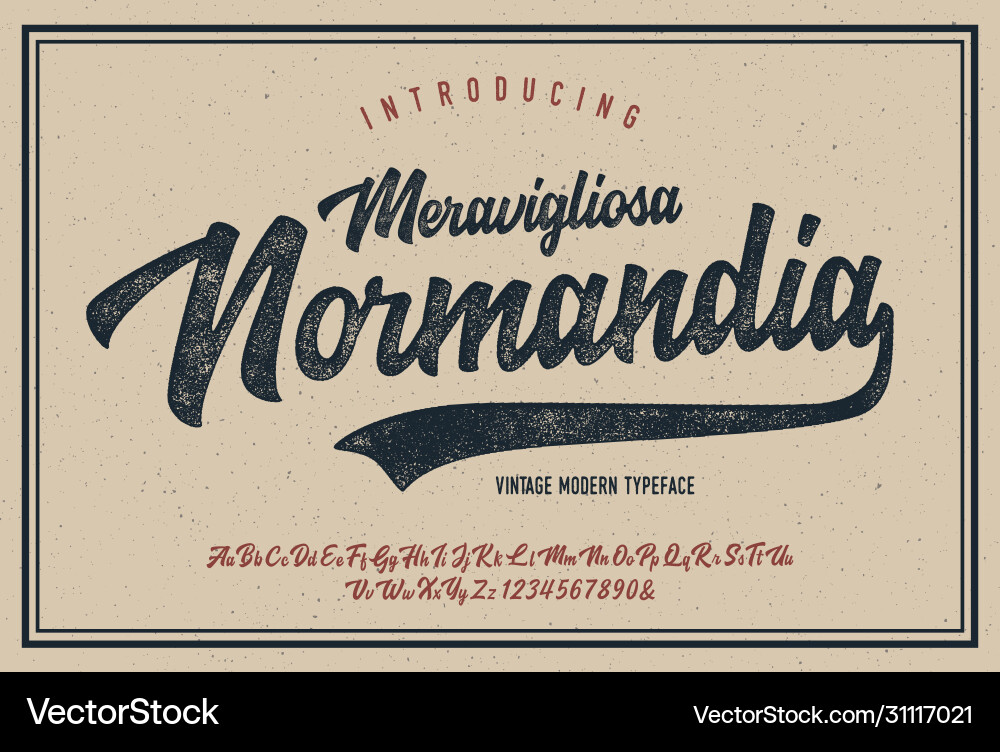 Brush script font original retro typeface Brush script font original retro typeface vector image