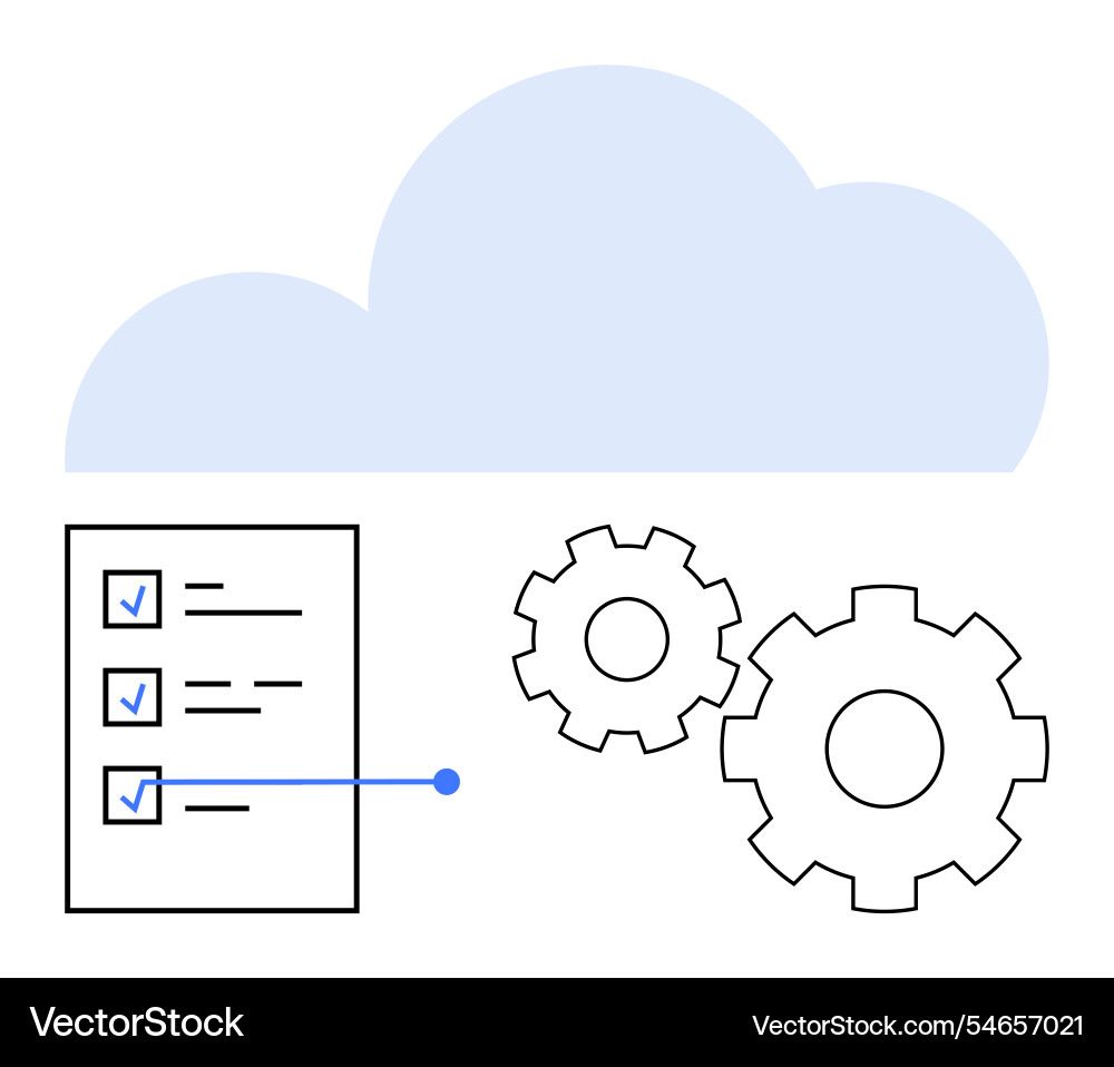 Cloud computing with task checklist and cogwheels Cloud computing with task checklist and cogwheels vector image
