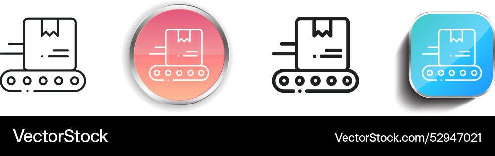 Conveyor belt icon thin linear regular and button Vector Image