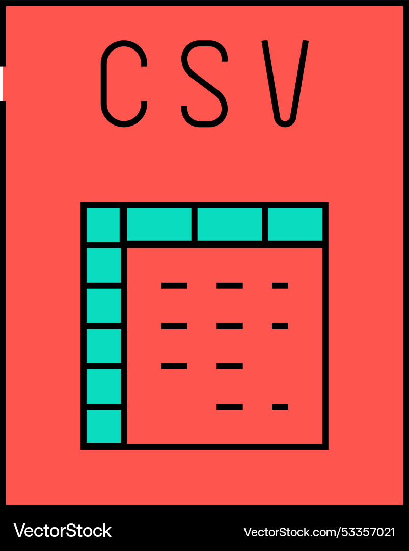Csv Datei Format Dokument Symbol Farbe Csv Datei Format Dokument Symbol Farbe vektorbild