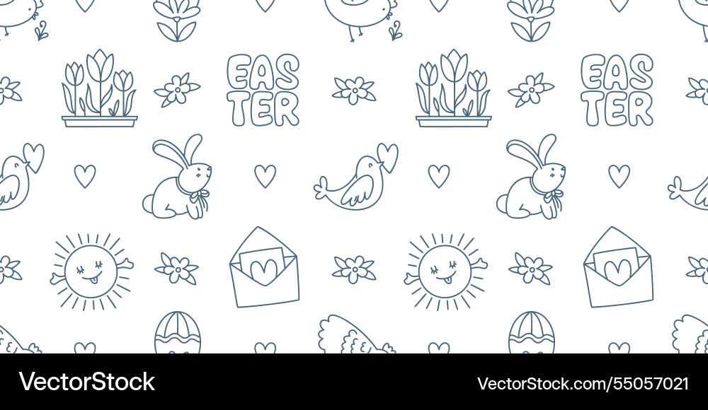 Easter hand drawn doodle seamless pattern Vector Image