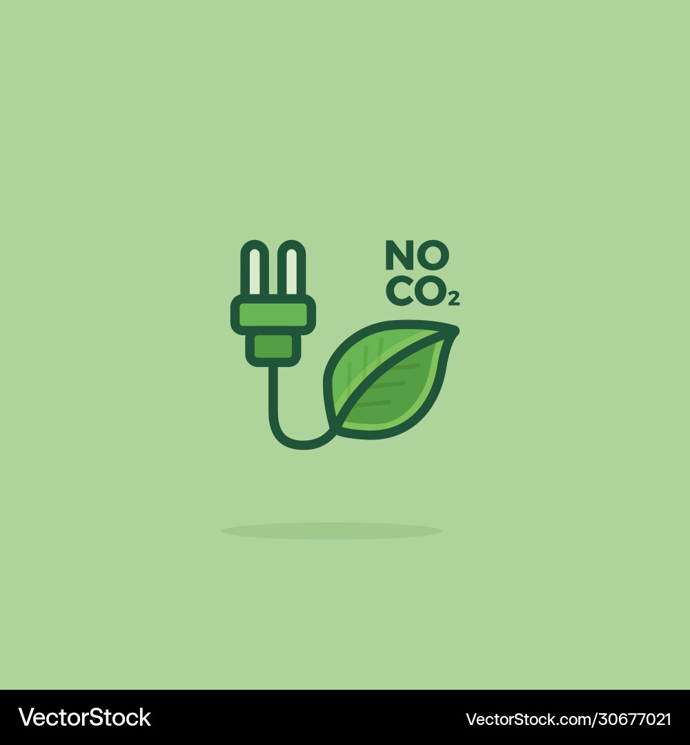 Green Plug with Leaf Icon - CO2 Neutral Vector Image