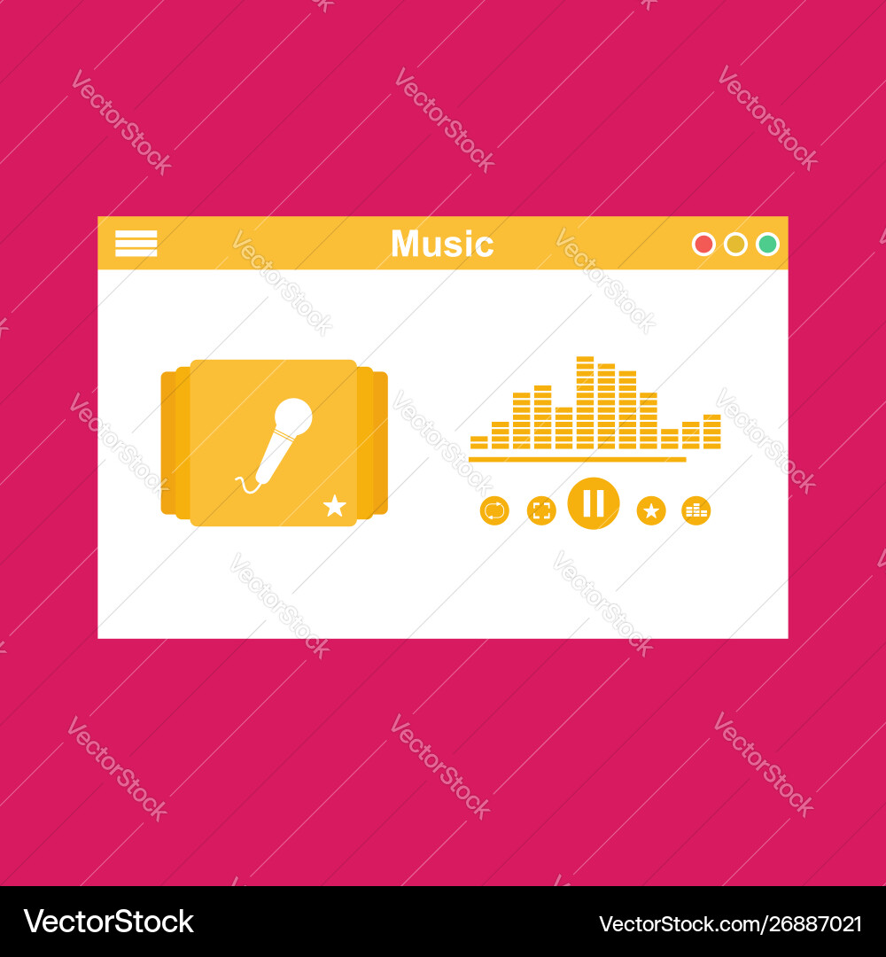 Media player application app template with flat Media player application app template with flat vector image