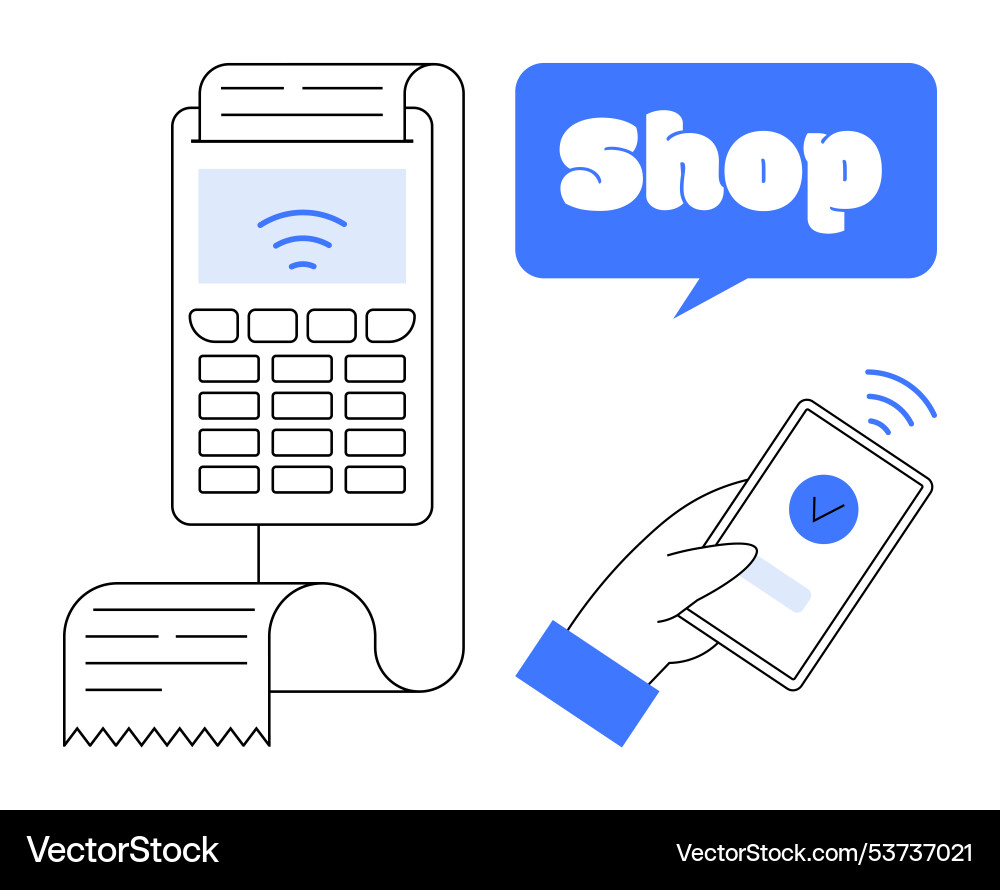 Mobile payment system concept with pos terminal Vector Image