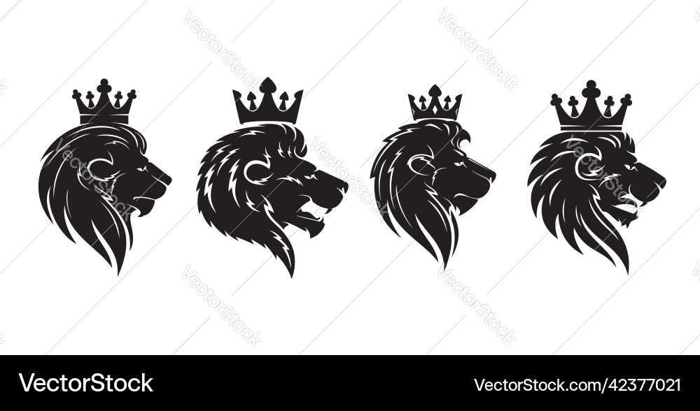 Royal Lion Crest with Crown Vector Image
