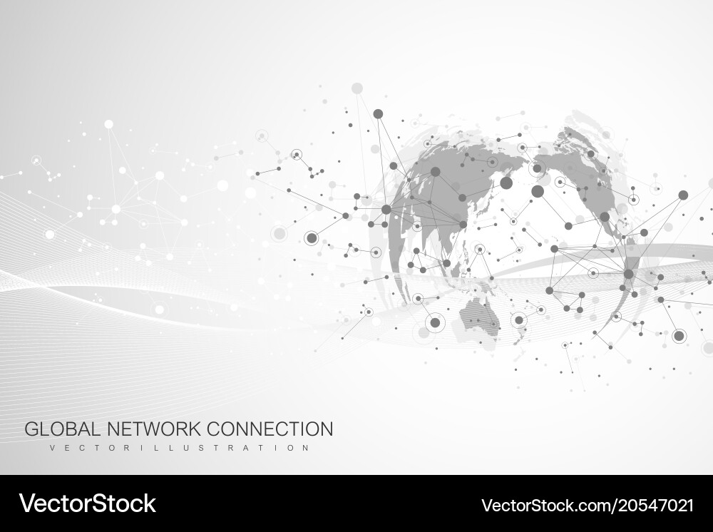 World map point with global technology networking vector image