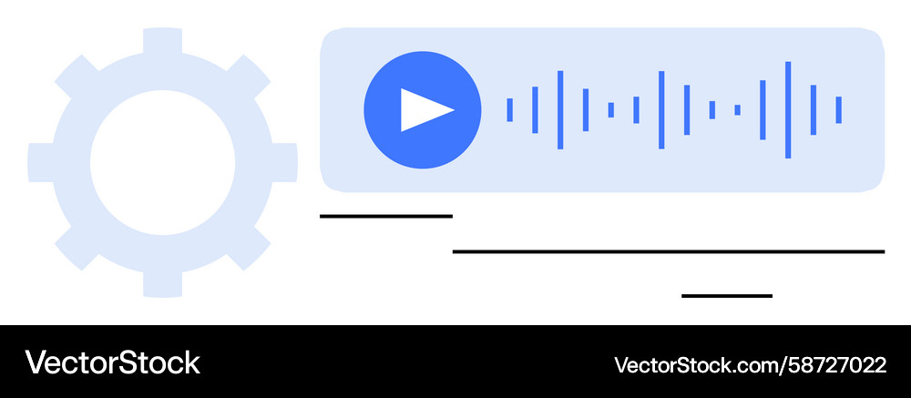 Audio playback interface with gear for settings Vector Image