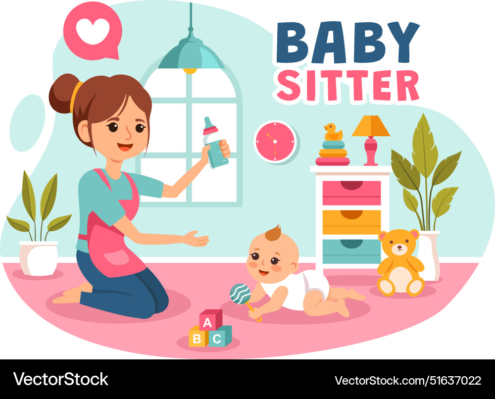 Babysitter or nanny services for caring Babysitter or nanny services for caring vector image