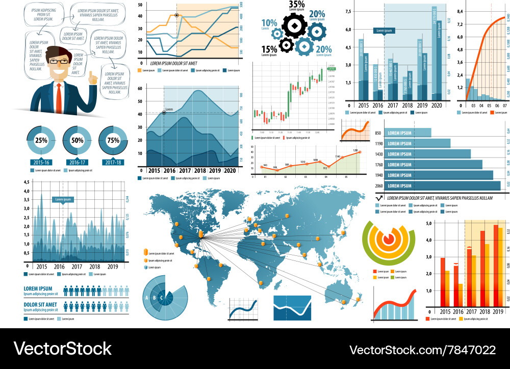 Business Data Charts and Graphs Set vector image