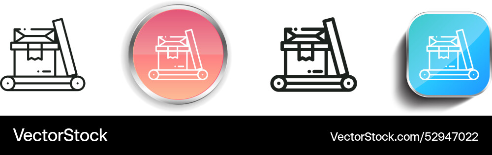 Conveyor icon thin linear regular and button Conveyor icon thin linear regular and button vector image