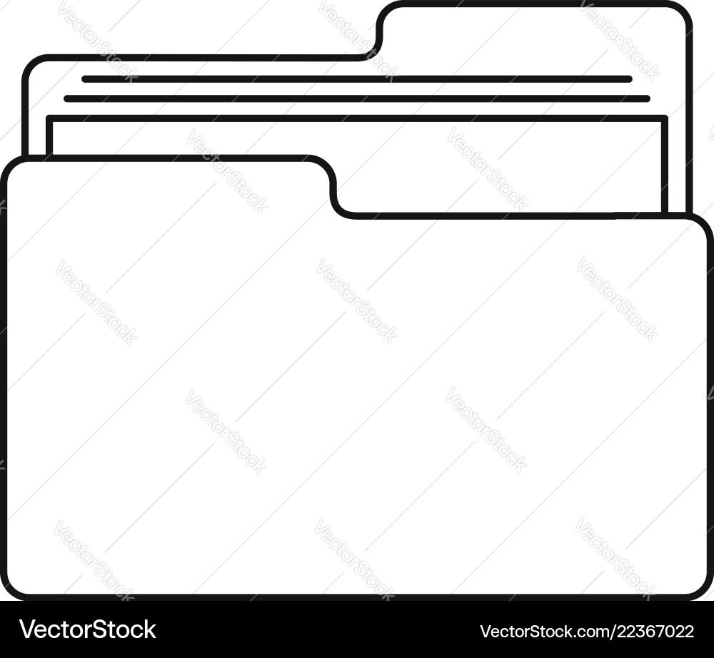 File folder icon outline style File folder icon outline style vector image