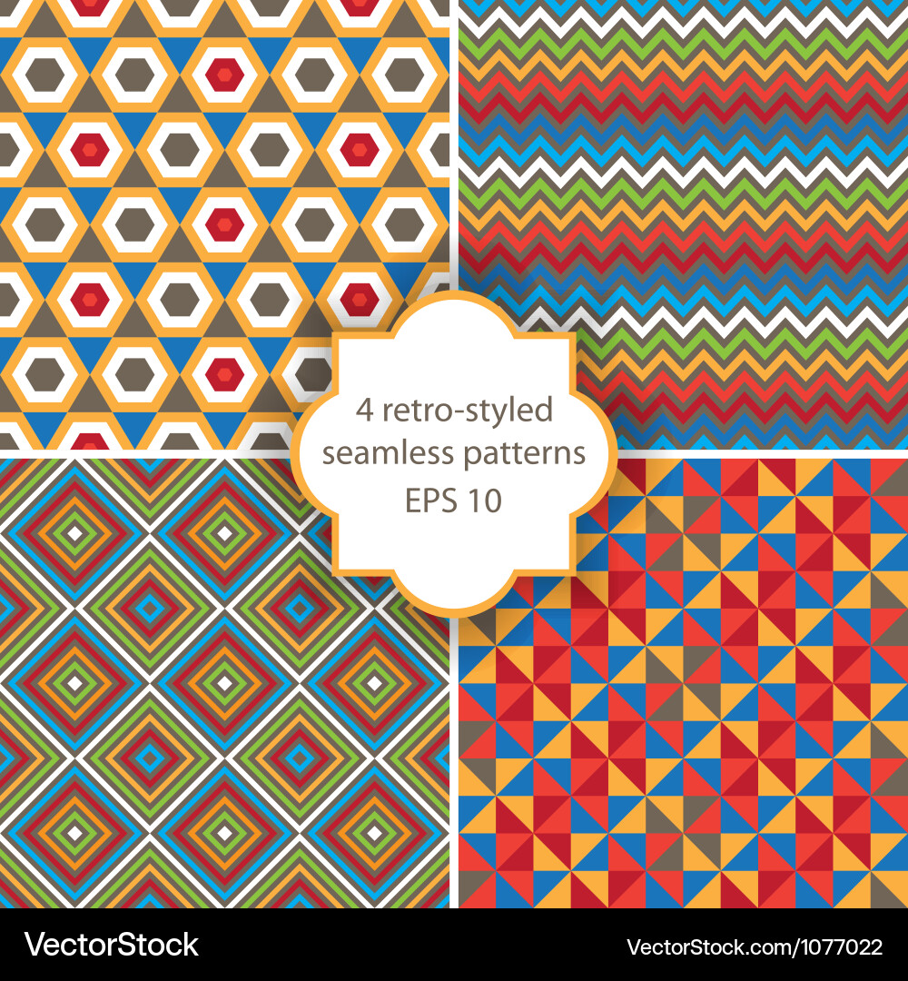 Retro Geometric Patterns Vector Image