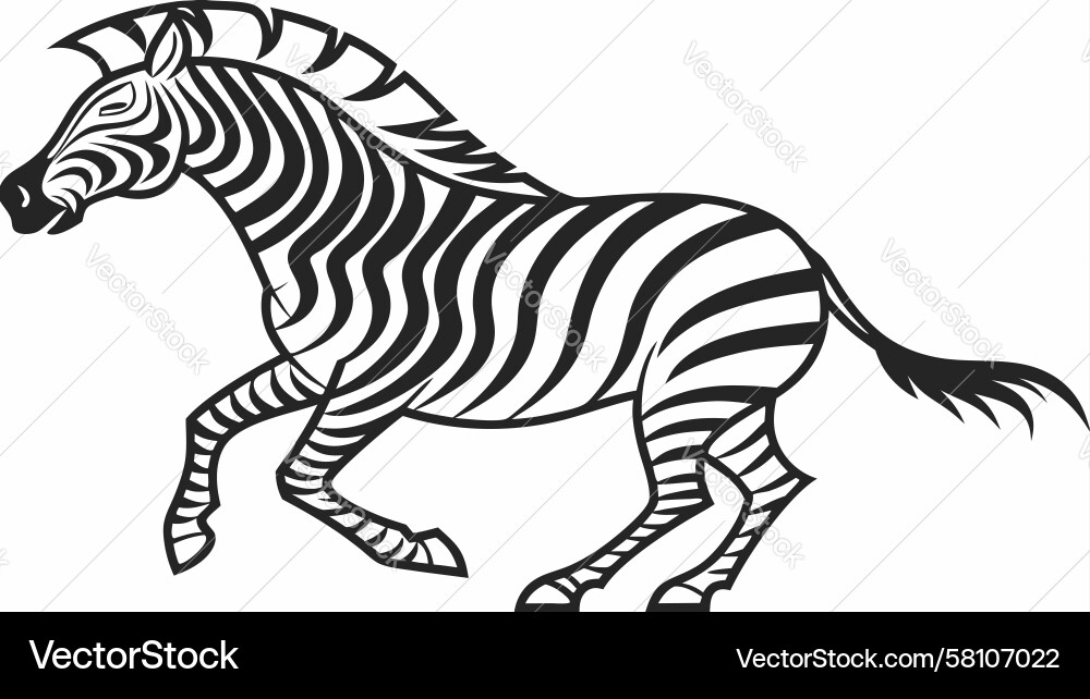 Running Zebra in Motion Vector Image