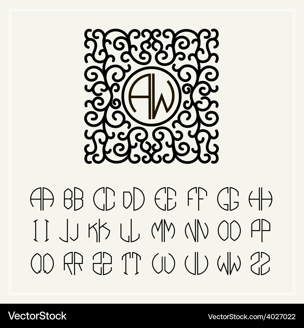 Set template letters to create monograms vector image