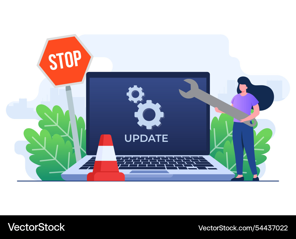 System maintenance error fixing trouble device System maintenance error fixing trouble device vector image