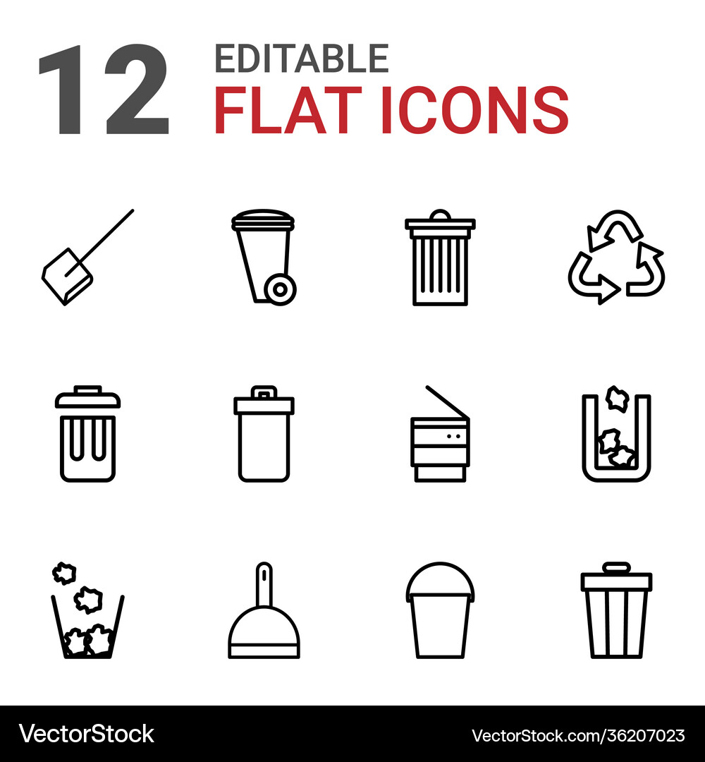 12 garbage icons (36207023) – Free Vector | VectorStock