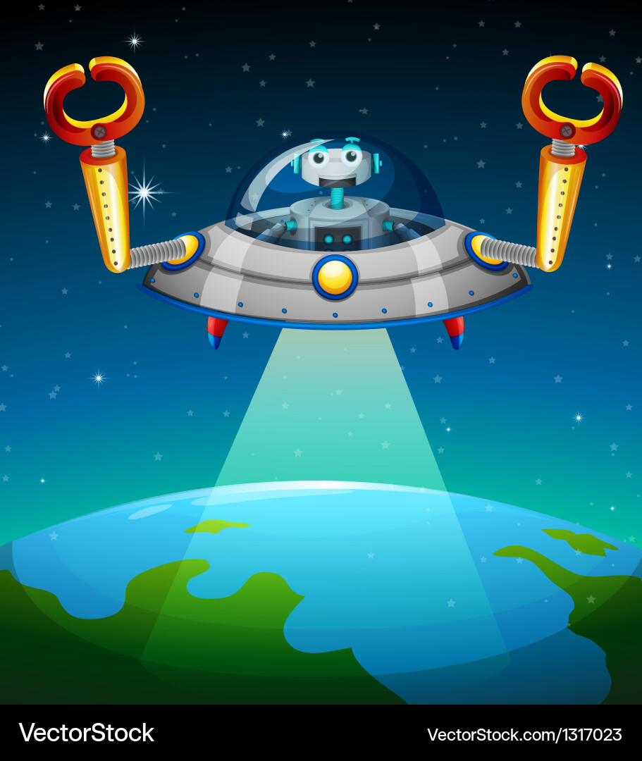 A robot inside the spaceship vector image