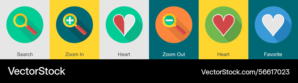 A set of 6 user interface icons as search zoom Vector Image