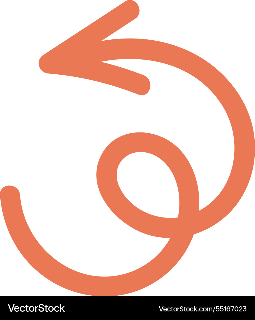Curly arrow linear pointer doodle vector image