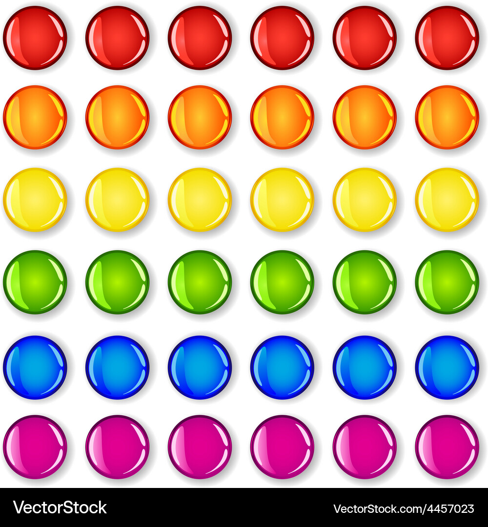 Glossy buttons with shadows in rainbow colors Vector Image