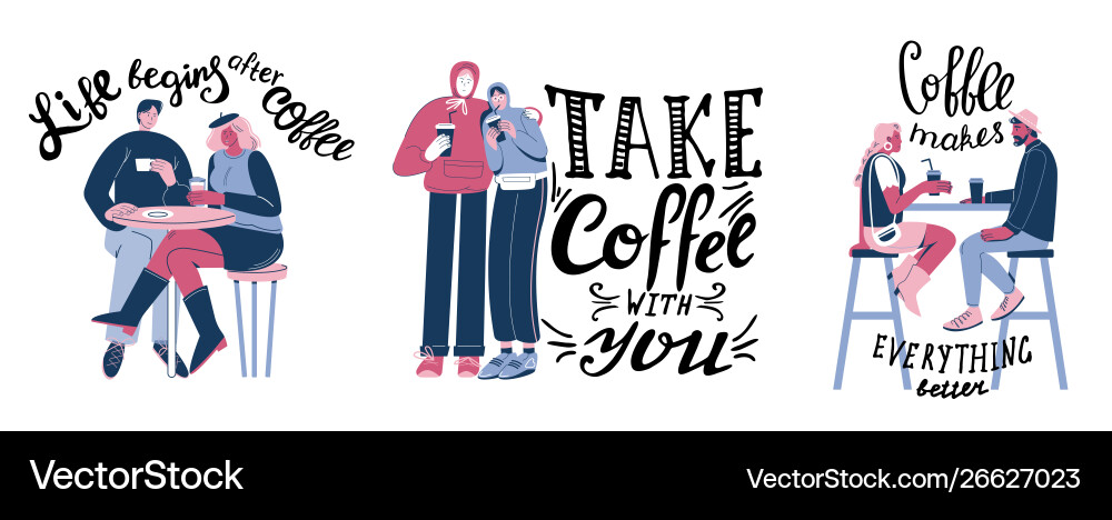 Motivational coffee quotes hand lettering Motivational coffee quotes hand lettering vector image