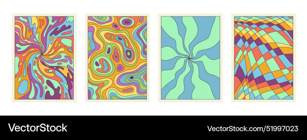 Psychedelic Retro Patterns Set vector image