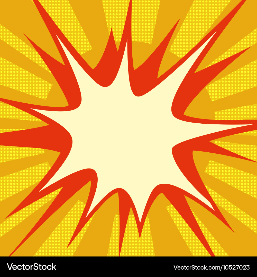 Red comic explosion over orange sun Royalty Free Vector