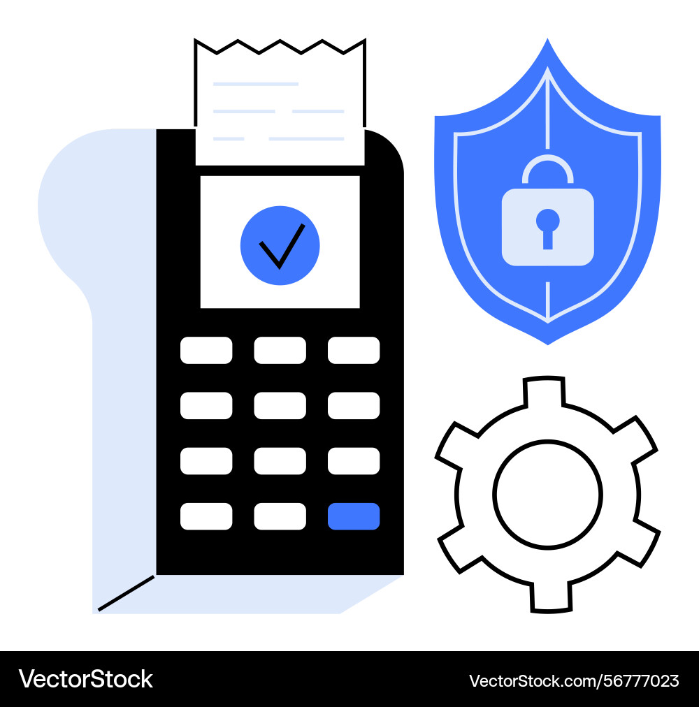 Secure payment system with pos terminal shield Secure payment system with pos terminal shield Vector Image