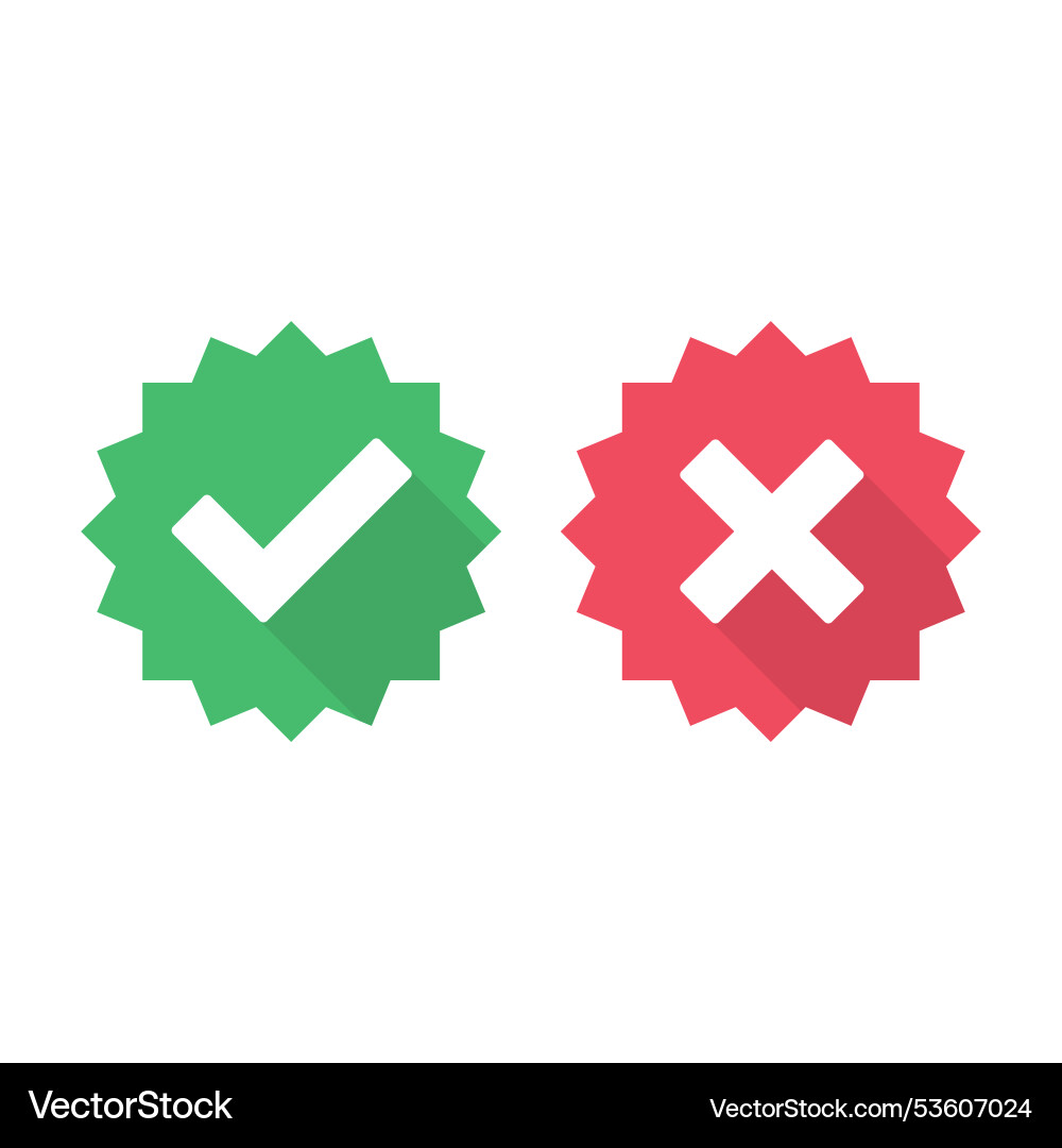 Check mark icons set with long shadows isolated Check mark icons set with long shadows isolated vector image