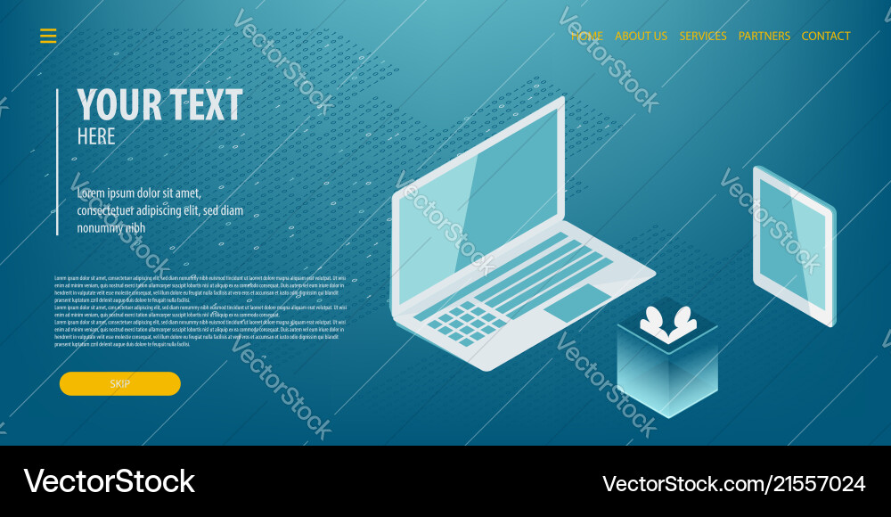 Data connection isometric technology Data connection isometric technology vector image
