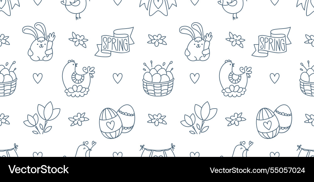Easter hand drawn doodle seamless pattern Vector Image