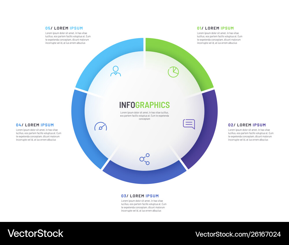 Five Part Circular Data Chart Template vector image