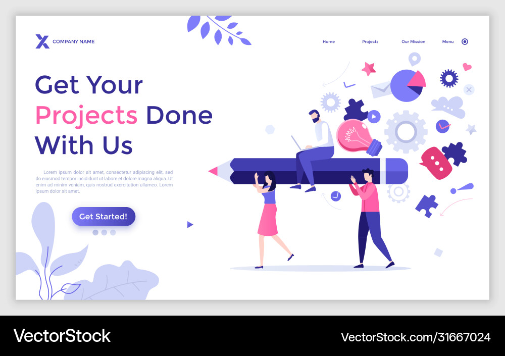 Flat landing page template Flat landing page template vector image