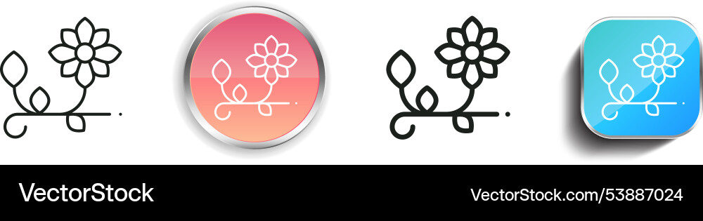 Floral design icon thin linear regular and button vector image