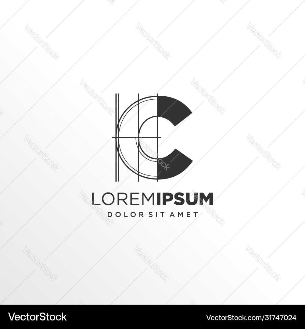 Letter c logo design with architecture element Letter c logo design with architecture element vector image