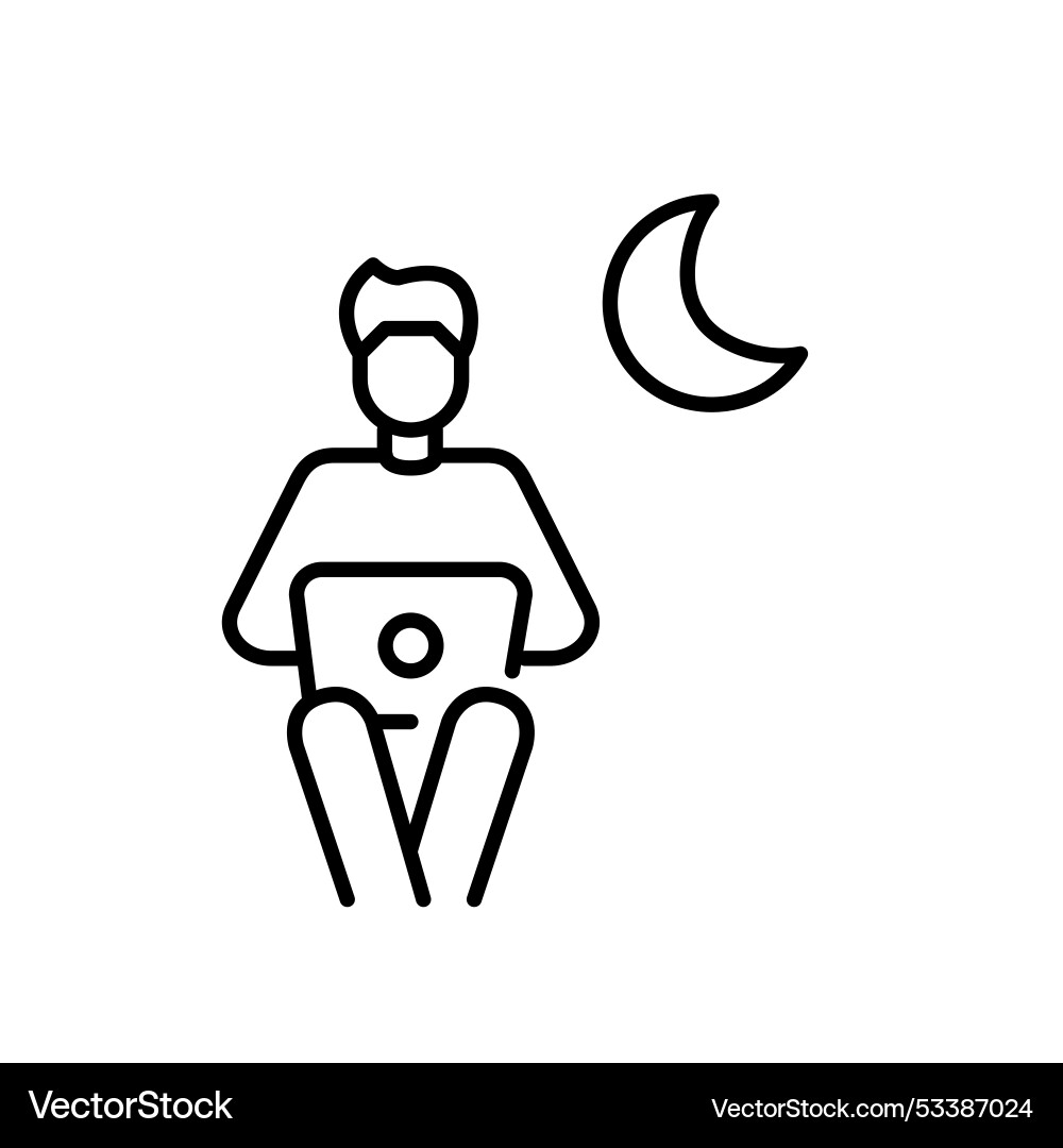 Man working or studying remotely at laptop Vector Image