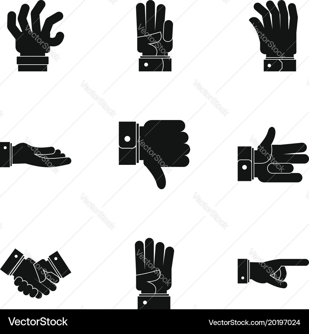 Mime icons set simple style vector image